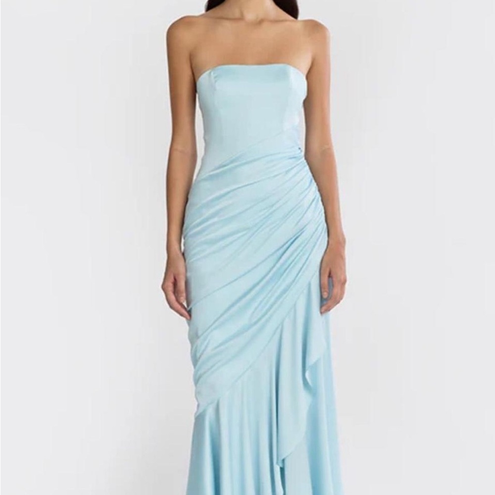 Elegant Strapless Blue Dress